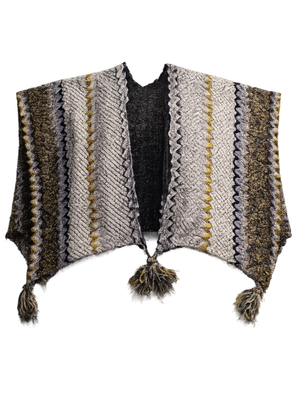 Women's Anthropologie Gray Gold Striped Knit Poncho One Size
276